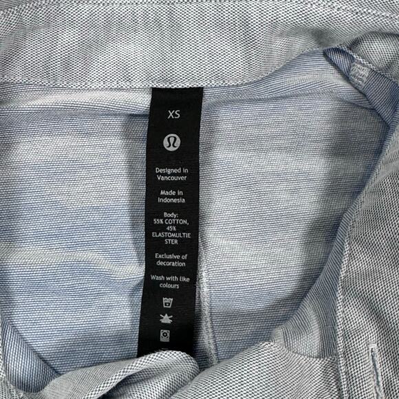 Lululemon Commission Long-Sleeve Slim Shirt Pocket Mens XS Blue Button Up Career - Picture 2 of 10